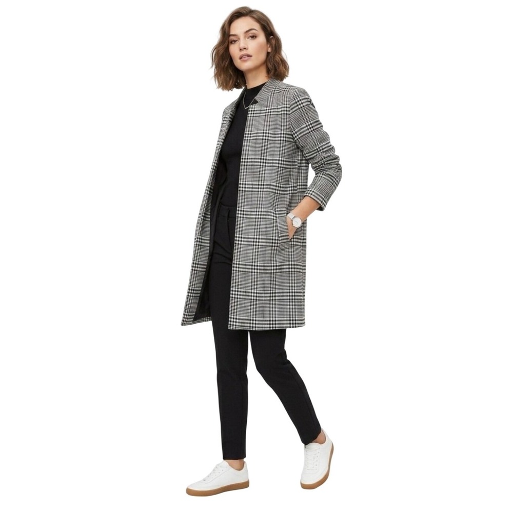 Carolina Belle Blazer Coat Womens L V2030L Black White Glen Plaid EUC
